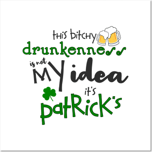 St Patrick's Day Irish Funny Alcohol Beer Drinking Party Posters and Art